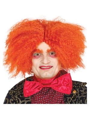 Peluca de sombrerero naranja para adulto