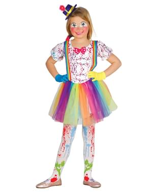 Buntes Clown Kostüm für Mädchen Deluxe