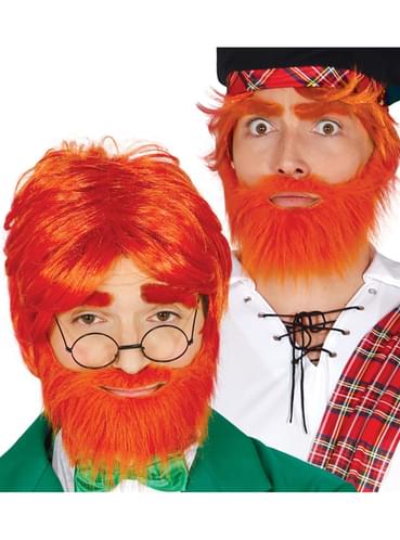 Mans Redhead Wig and Beard Funidelia
