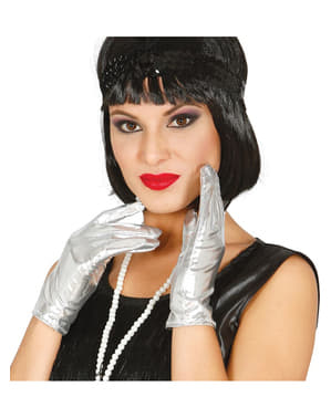 Korte sølvfarvede handsker til voksne