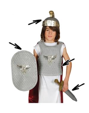Set armatura romana per bambini argentata