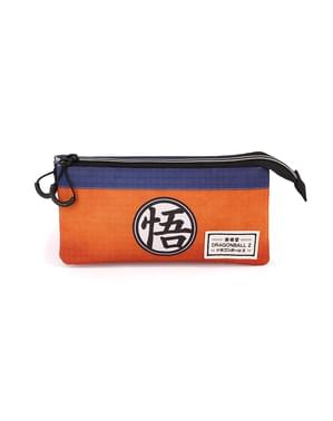 Estuche de Dragon Ball con tres compartimentos naranja y azul