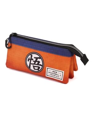 Estuche de Dragon Ball con tres compartimentos naranja y azul