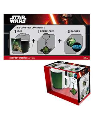 Pack presente Yoda: Caneca, porta-chaves, crachás - Star Wars
