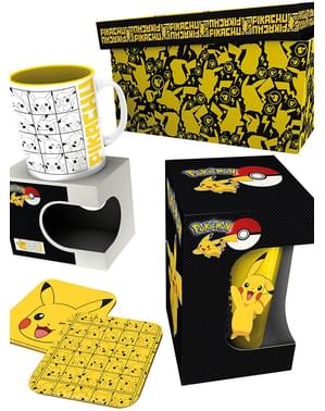 Pikachu Geschenk Set: Tasse, Glas, Untersetzer - Pokémon