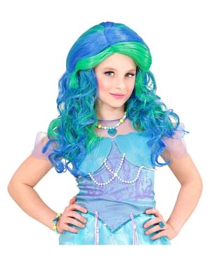 Zöld és türkiz Mermaid Wig lányoknak