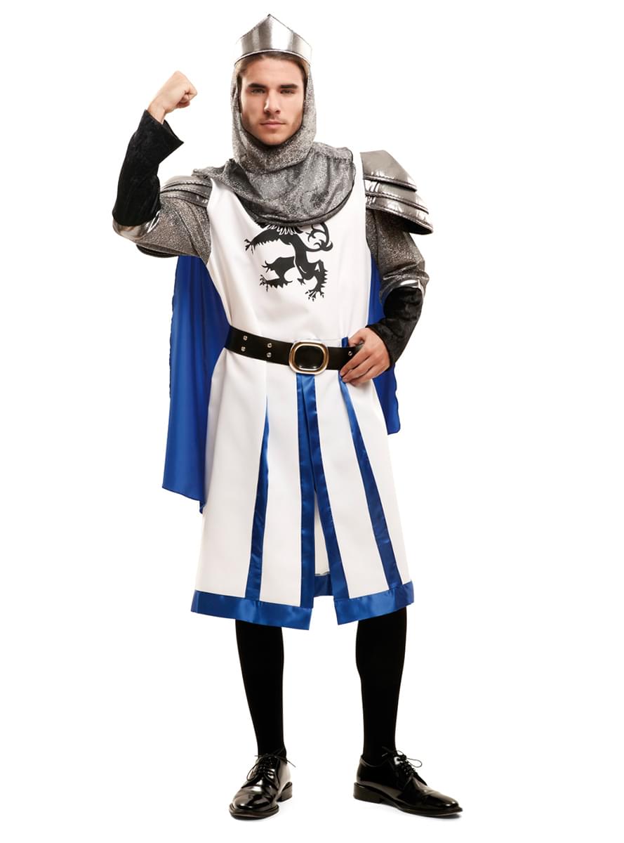 Mittelalterlicher Ritter Kostüm weiß für Herren
