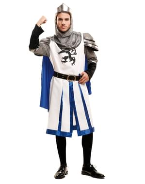 Hvidt middelaldersk ridderkostume til mænd