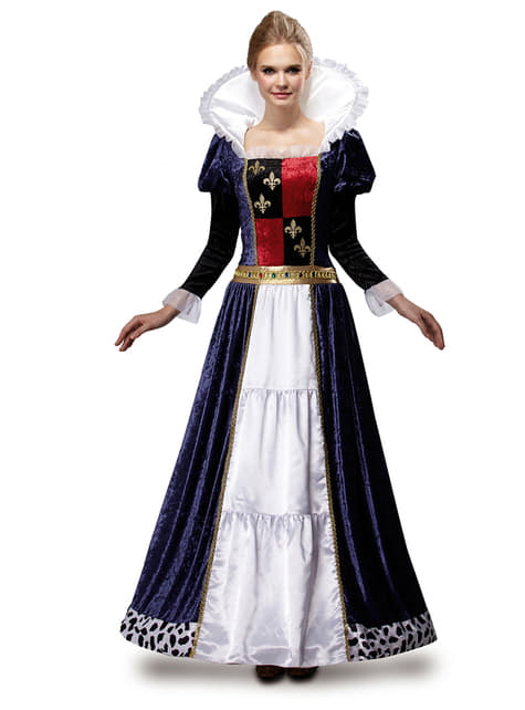 Mittelalterliche Königin Kostüm blau für Damen Classic