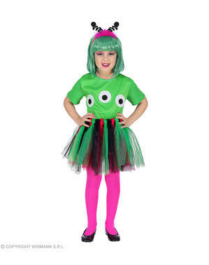Alien Kostüm grün für Mädchen