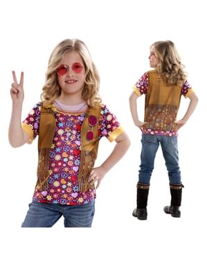 Camiseta de hippie flower power para niña