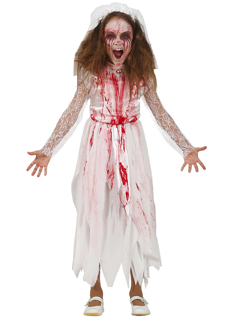 Blutiges Zombie-Braut Kostüm für Mädchen