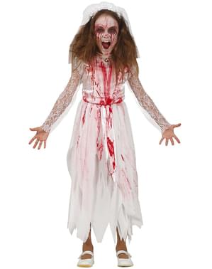 Fato de noiva zombie sangrenta para menina