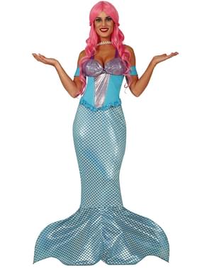 Blá mermaid kostume fyrir konur