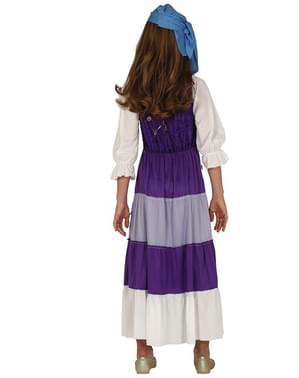 Disfraz de gitana adivino para niñas, pañuelo y lentejuelas (talla L  10/12), color rosa y azul