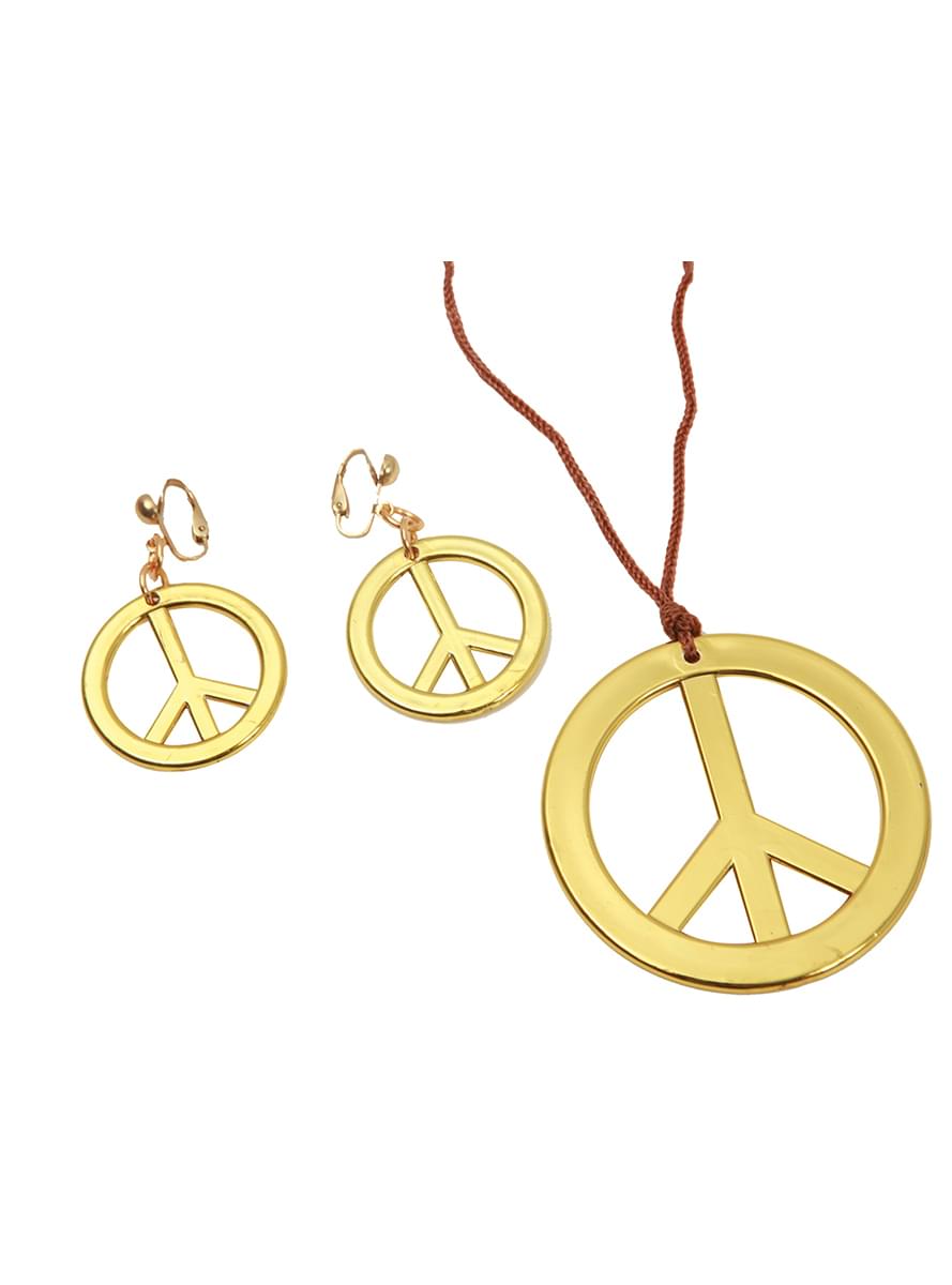 Women's Gold Hippy Pendant and Earrings