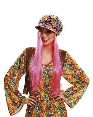 Čepice s vlasy hippie