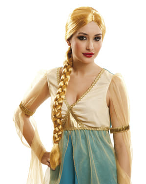 Prinzessin Perücke blond mit Zöpfen für Damen