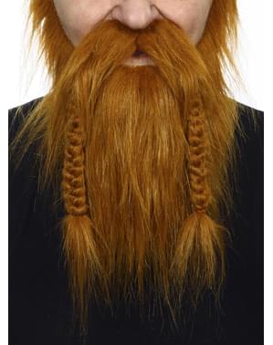 Barba e bigode castanhos viking para adulto