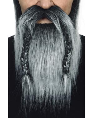 Barbe et moustache gris viking adulte