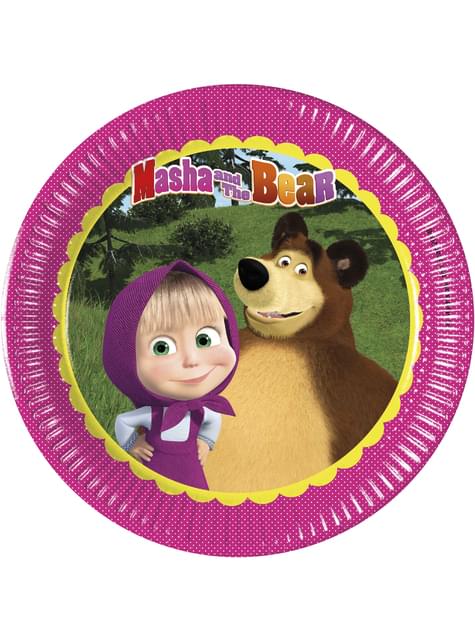8 Mascha und der Bär Pappteller (20 cm)