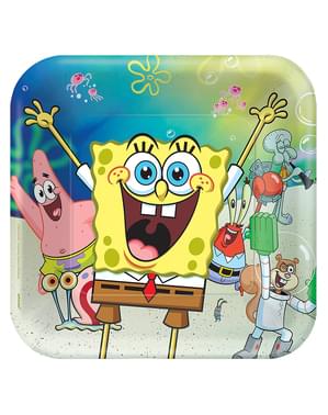 8 čtvercových talířů SpongeBob (23 x 23 cm)