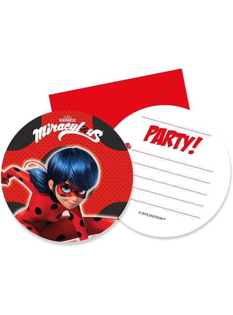6 Invitaciones De Ladybug Miraculous Ladybag Para Fiestas Y Cumpleanos Funidelia