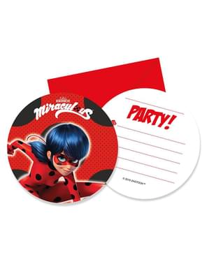 6 marihøneinvitasjoner - Miraculous Ladybug