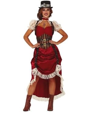 Steampunk Kostüm rot für Damen