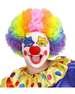 Meerkleurige clown pruik voor jongens