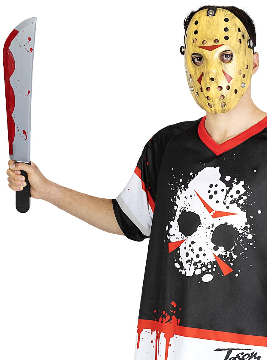 Maglia Uomo Venerdì 13 Jason | Maniche Lunghe In Poliestere, Design Maschera E Bastoni Da Hockey, Cosplay