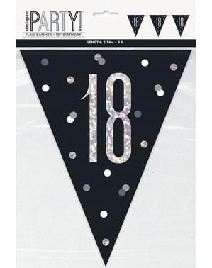 Black “18” Bunting - Black & Silver Glitz