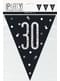 Black “30” Bunting - Black & Silver Glitz