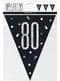 Black “80” Bunting - Black & Silver Glitz