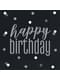 16 Black “Happy Birthday” Napkins (33x33 cm) - Black & Silver Glitz