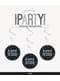 6 x “Happy Birthday” Hanging Spirals - Black & Silver Glitz