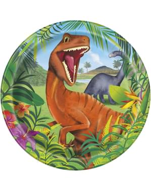 8 dinosaur tallerkner (23 cm) - Dinosaur