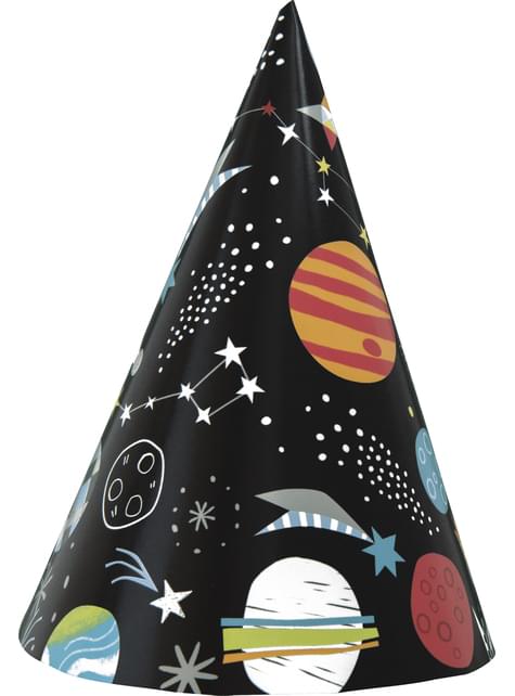 8 cappellini per compleanno a tema galassia - Outer Space