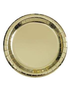8 pratos quadrados dourados pequenos (18 cm) - Linha Cores Básicas
