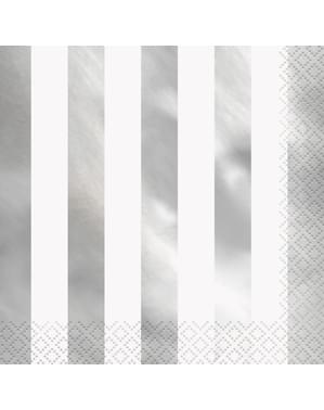16 Silver Striped Napkins (33x33 cm)