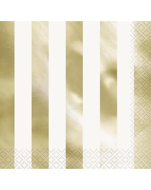 16 serviettes dorées rayées (33x33cm) - Gamme couleur unie