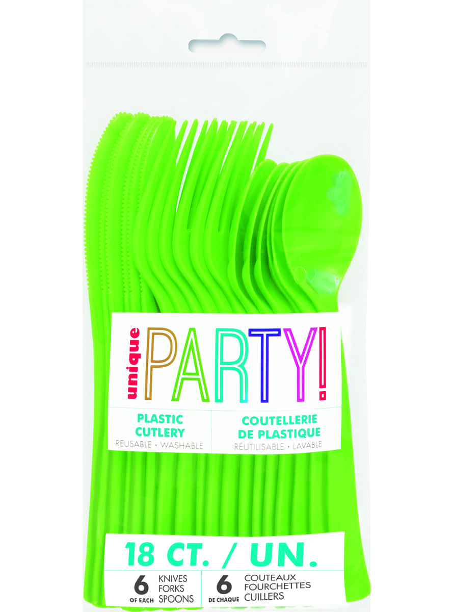 18 Plastikbestecke limonengrün - Basicfarben Collection