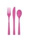 18 couverts roses en plastique - Gamme couleur unie