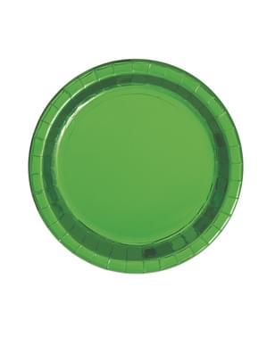 8 tallrikar grönmetallic små (18 cm) - kollektion basfärger