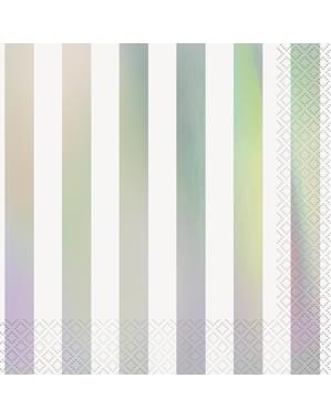 16 tovaglioli iridescenti a strisce (33 x 33 cm)