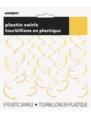 8 Solsikkegule Hengende Spiraler - Línea Colores Básicos