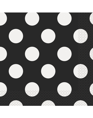 16 Servietten schwarz mit weißen Punkten (33x33 cm)