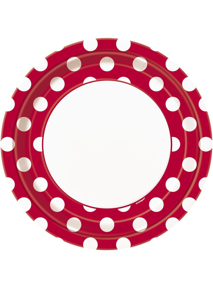 8 Plates Red with White Polka Dots (23 cm) - Línea Colores Básicos