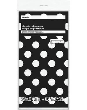 Black Table Cover with White Polka Dots