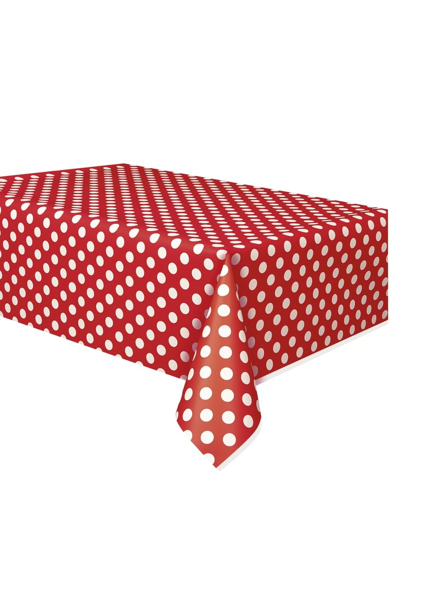 Red Rectangular Table Cover with White Polka Dots - Línea Colores Básicos